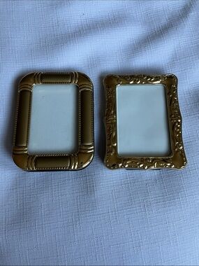 Gold Decorative Mini Plastic Picture Frames - Set of 2. 2x3”